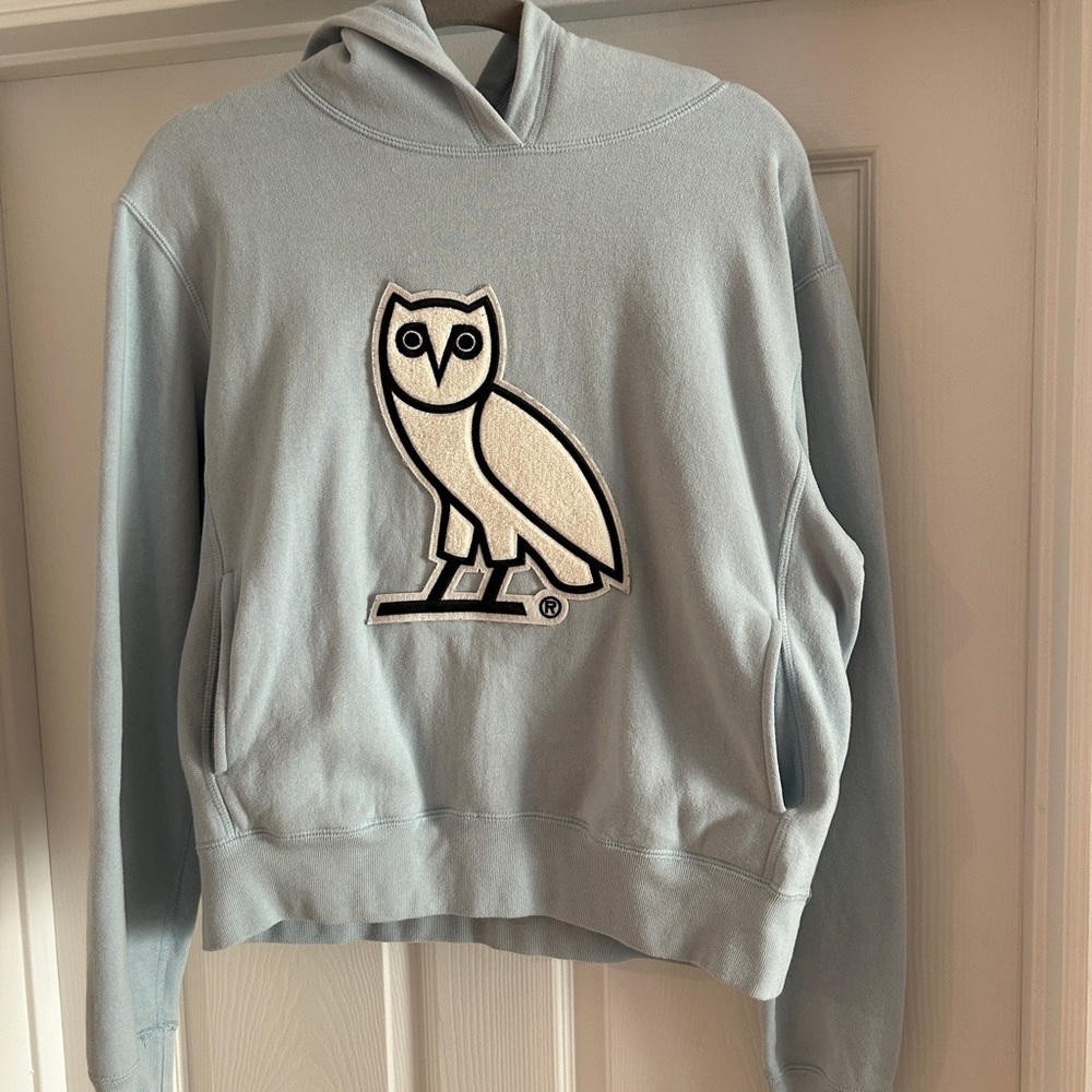 OVO Light Blue Hoodie with Owl Logo